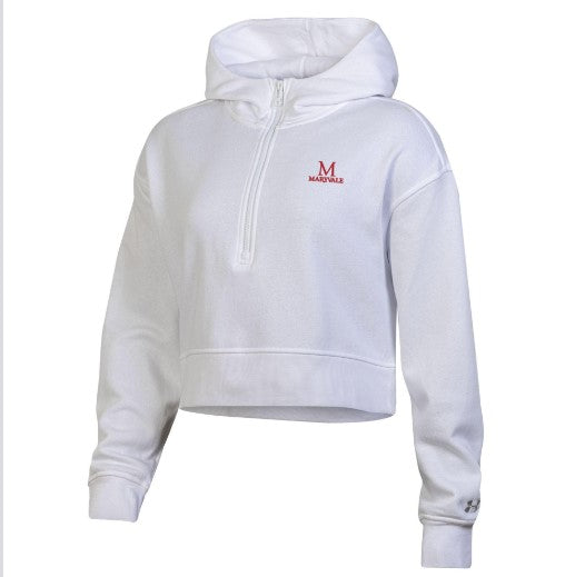 Women's Hooded 1/2 zip Hoodie by Under Armour in White--FINAL SALE