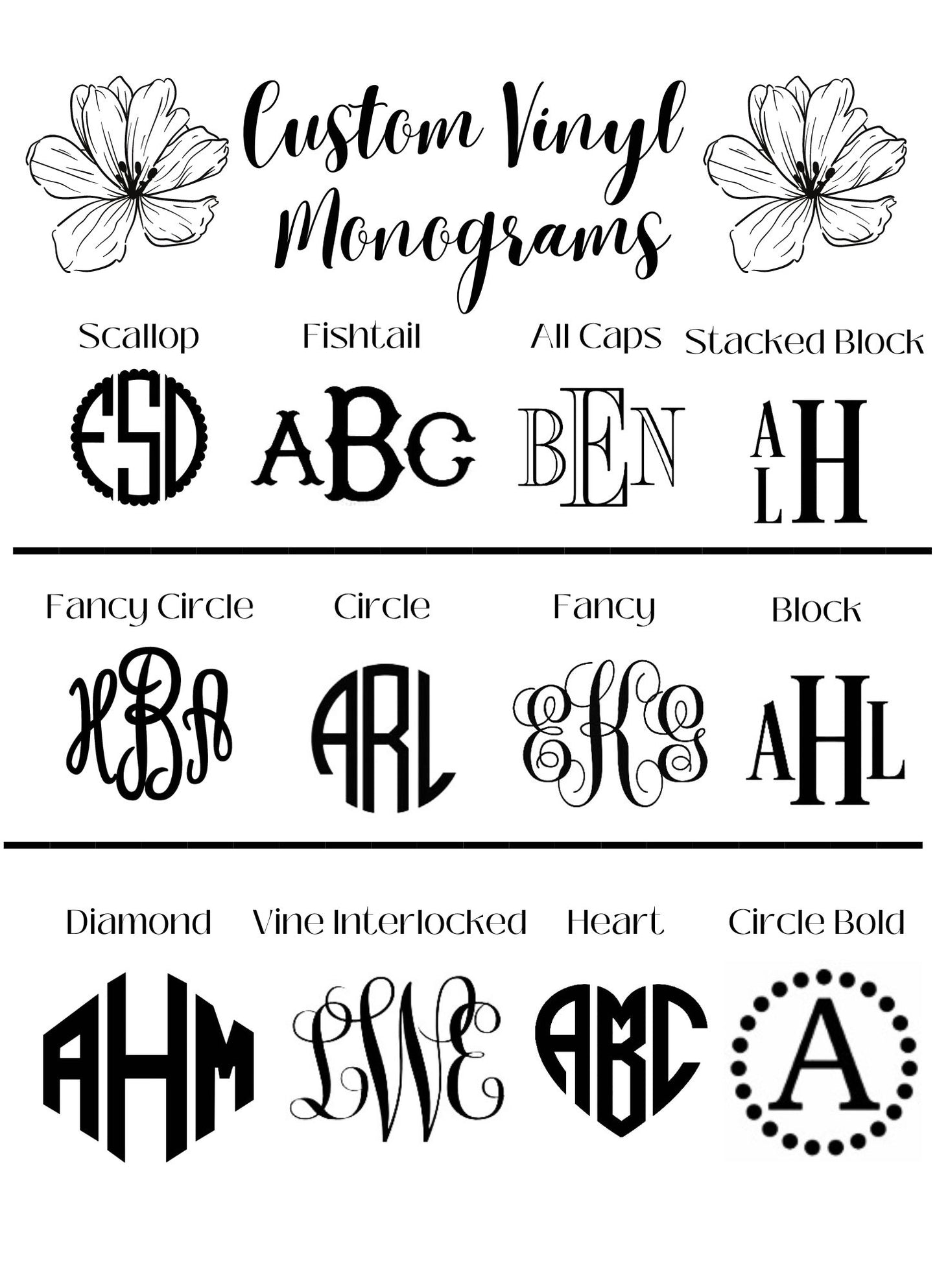 Vinyl Monogram or name