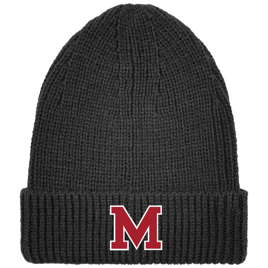 Ribbed Cuff Beanie--Black & Black Marled (Grey)