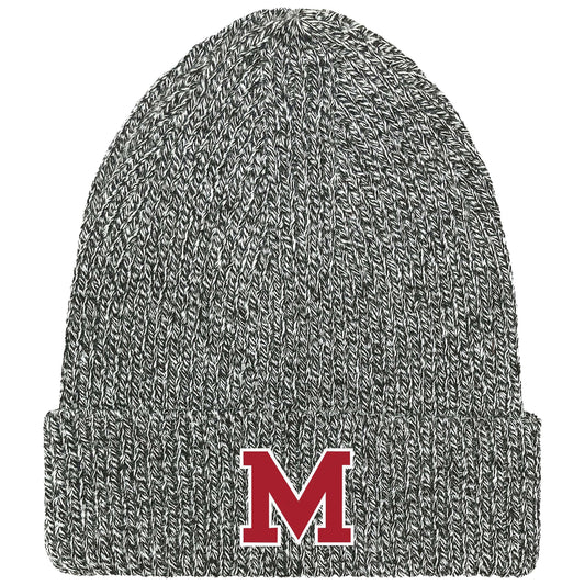 Ribbed Cuff Beanie--Black Marled (Grey)
