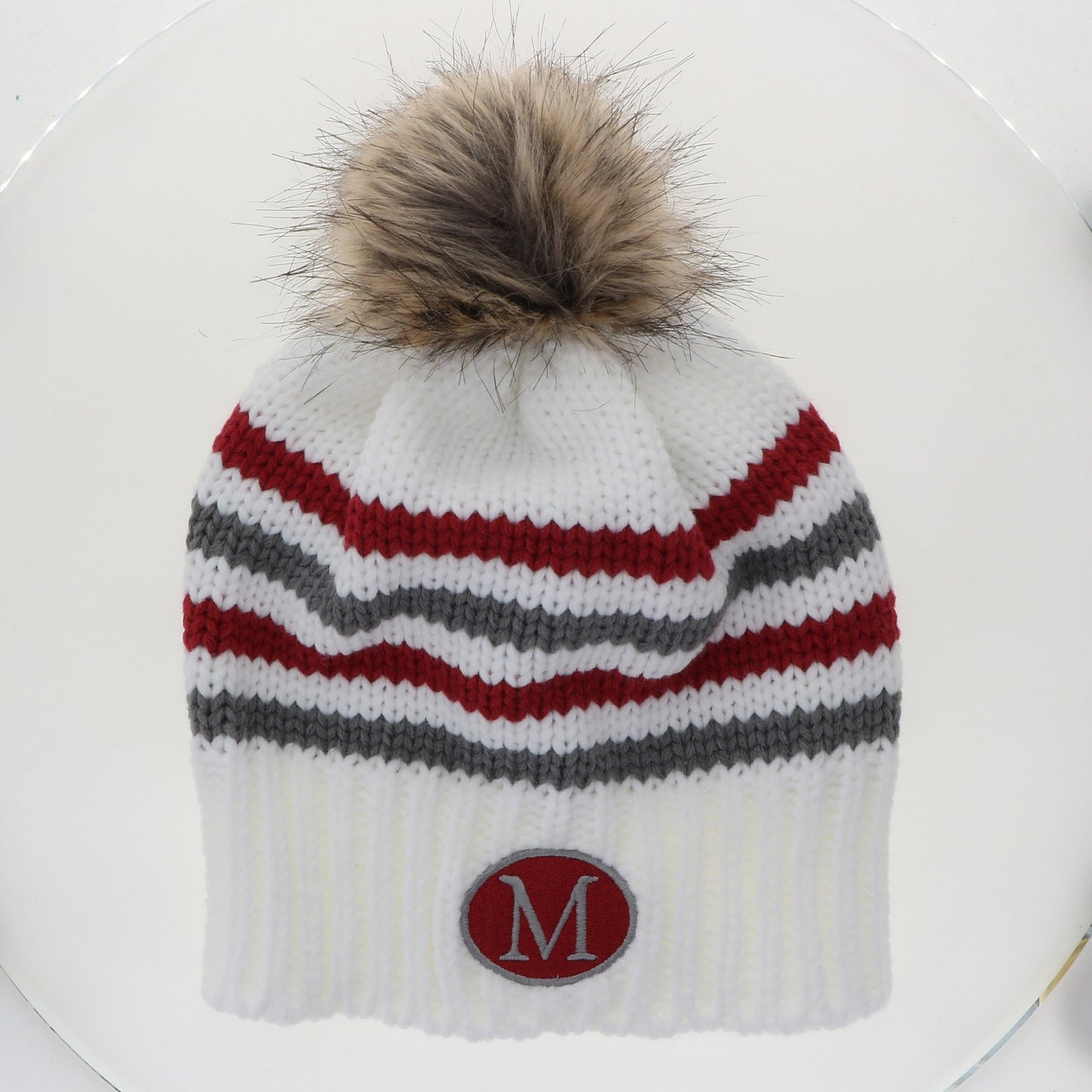 Striped Winter Hat with Pom