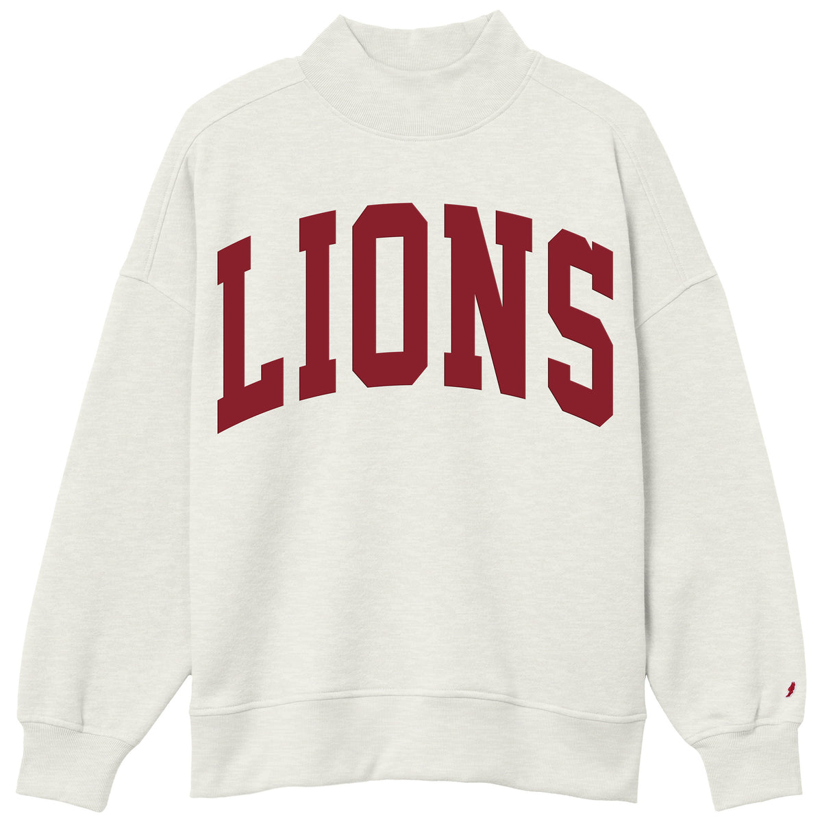 Diana mock Neck in Oatmeal Heather with Lions applique