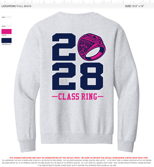Pre-Sale for Class of 2028 Ring Crew sweatshirt in Ash Grey