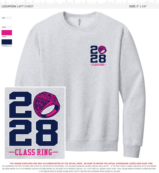 Pre-Sale for Class of 2028 Ring Crew sweatshirt in Ash Grey