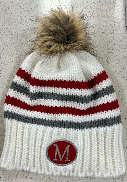 Striped Winter Hat with Pom