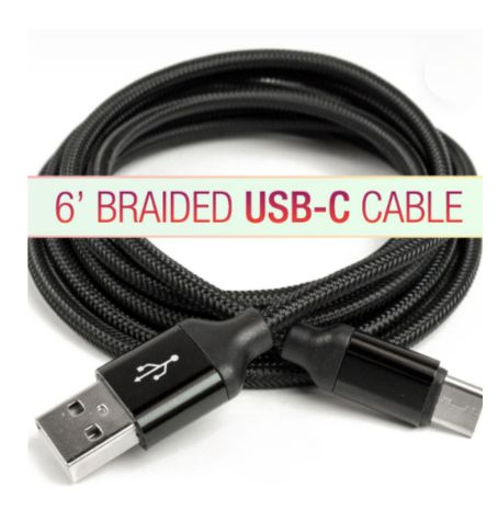 6' USB-C to USB-A Cable-Black & Blue---Android