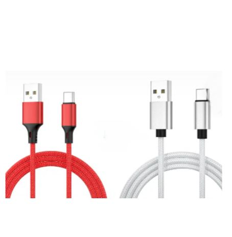 3' USB-C to USB-A Cable-Silver & Red--Android