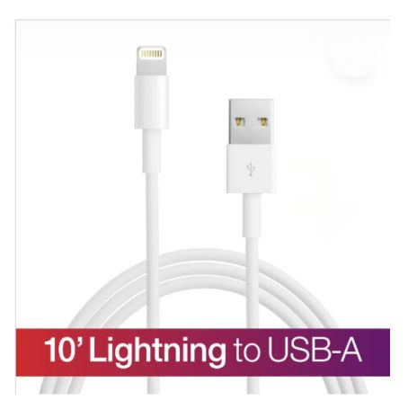 10' Lightening to USB-A Cables-White--iPhone